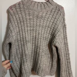 St. John's Bay Taupe Cable Knit Turtleneck Sweater